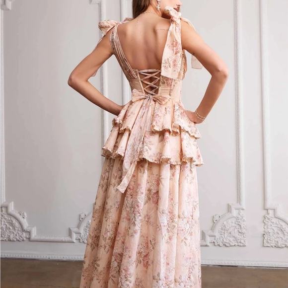 V Chapman the Maile Dress in Peach Tapestry - Picture 5 of 6